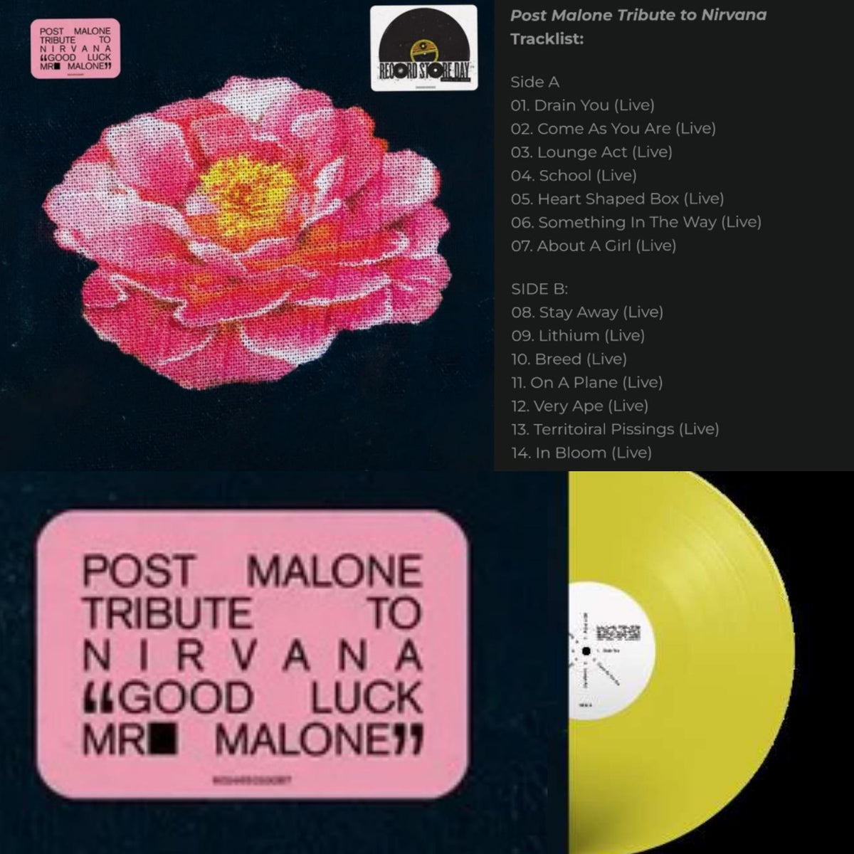 ポスト・マローン Post Malone Tribute to Nirvana POST MALONE - POST MALONE TRIBUTE TO NIRVANA VINYL (SUPER LTD