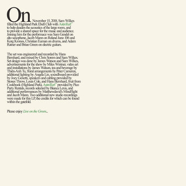 Sam Wilkes - Live on the Green vinyl