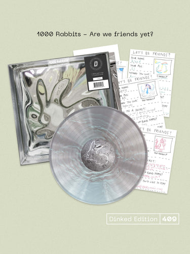 1000 RABBITS - ARE WE FRIENDS YET? VINYL (SUPER LTD. 'DINKED' NUMBERED ED. 'PEARL LAGOON' EP W/ SET OF A5 FRIENDSHIP FORMS)
