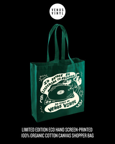 VENUS VINYL x FLORENCE POPPY DENNIS SHOPPER BAG (LTD. ED. ECO HAND SCREEN-PRINTED 100% ORGANIC COTTON CANVAS)