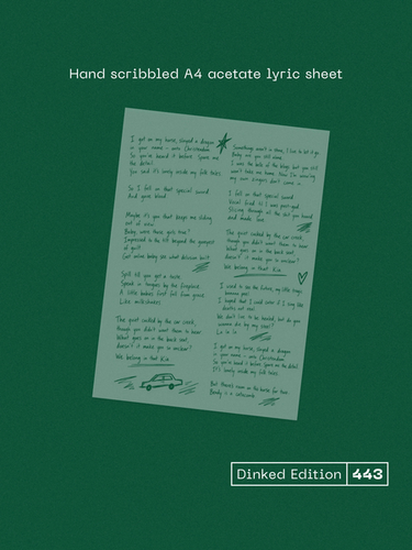 BLUE BENDY - ONE DAY THIS WILL ALL BE LORE VINYL (SUPER LTD. 'DINKED' NUMBERED ED. TRANSPARENT GREEN LP W/ HAND-SCRIBBLED A4 ACETATE LYRIC SHEET)
