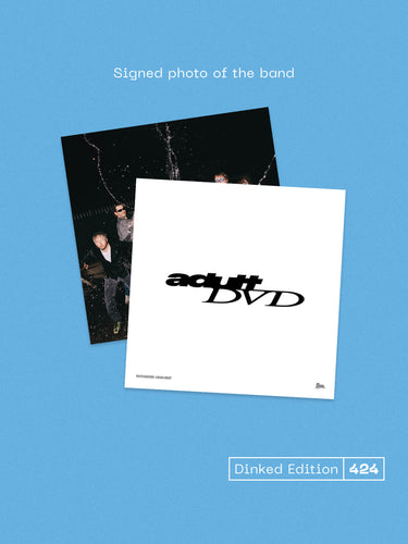 ADULT DVD - ADULT DVD VINYL (SUPER LTD. DINKED ED. TRANSPARENT BLUE W/ ALT. SLEEVE + *SIGNED* PHOTO & STICKER SHEET TO DESIGN YOUR OWN ALBUM COVER)
