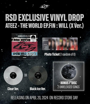 ATEEZ - WORLD EP.FIN : WILL VINYL (SUPER LTD. ED. 'RSD' CLEAR / BLACK ICE + 7")
