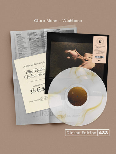 CLARA MANN - WISHBONE VINYL (SUPER LTD. 'DINKED' ED. TRANSPARENT W/ GOLD SMOKE W/ *SIGNED* SHEET MUSIC BOOKLET + FOLD-OUT FILM POSTER)