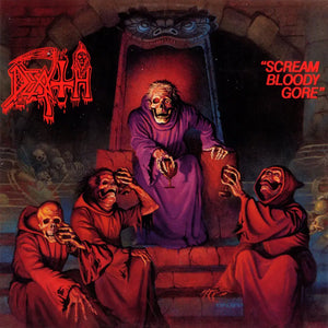 DEATH - SCREAM BLOODY GORE VINYL RE-ISSUE (LTD. ED. NEON VIOLET, BONE WHITE & RED TRI COLOUR MERGE W/ SPLATTER)