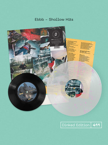 EBBB - SHALLOW HITS VINYL (SUPER LTD. 'DINKED' ED. CLEAR W/ PINK & YELLOW SPLATTER LP + BONUS 7” IN DIE-CUT SLEEVE)