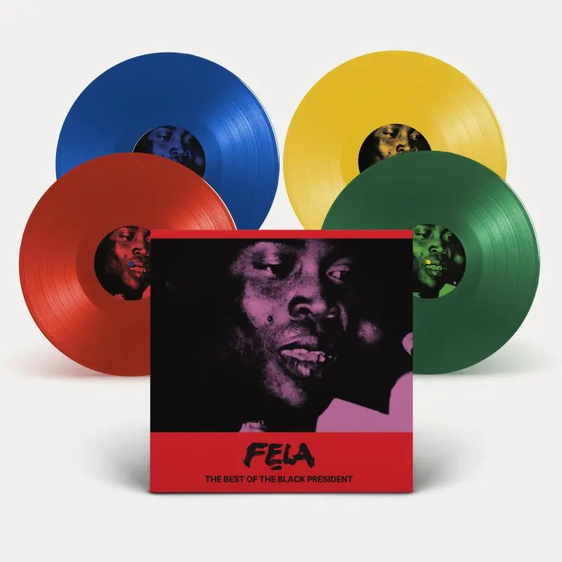 FELA KUTI - THE BEST OF THE BLACK PRESIDENT VINYL (LTD. ED. RED, BLUE, GREEN & YELLOW 4LP BOOKLET + LUDO GAME)