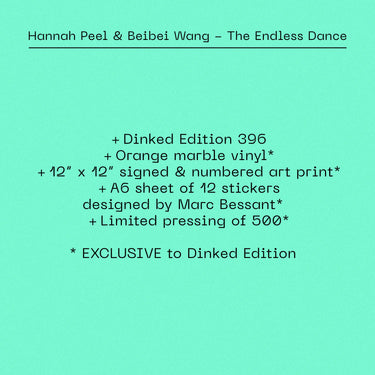 HANNAH PEEL & BEIBEI WANG - HANNAH PEEL & BEIBEI WANG - THE ENDLESS DANCE VINYL (SUPER LTD. 'DINKED' ED. ORANGE MARBLE + *SIGNED* NUMBERED ART PRINT & STICKER SHEET)