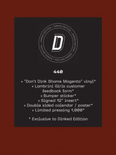 LAMBRINI GIRLS - NO REFUNDS VINYL (SUPER LTD. 'DINKED' ED. 'DON'T DINK SHAME' MAGENTA LP W/ *SIGNED* INSERT + BUMPER STICKER + DOUBLE SIDED CALENDAR / POSTER & LAMBRINI GIRLS CUSTOMER FEEDBACK FORM)