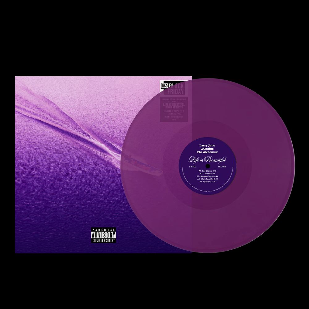 LARRY JUNE, 2 CHAINZ & THE ALCHEMIST - LIFE IS BEAUTIFUL (CHOPPED NOT SLOPPED) VINYL (SUPER LTD. 'RSD BF' ED. TRANSLUCENT PURPLE)
