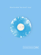 MYSTERY JETS - A HOLE TO SEE THE SKY THROUGH VINYL (SUPER LTD. 'DINKED' ED. BLUE & WHITE 'SKY BURST' LP W/ *SIGNED* A6 DIE-CUT POSTCARD & 'SEE THE SKY' PERFORATED PEEP HOLE SLEEVE)