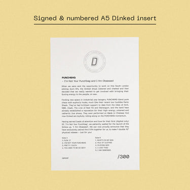 PUNCHBAG - I AM OBSESSED AND I AM NOT YOUR PUNCHBAG VINYL (SUPER LTD. 'DINKED' ED. TRANSPARENT YELLOW LP W/ *SIGNED* & NUMBERED A5 INSERT + TEMPORARY TATTOO)