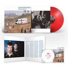 SLEAFORD MODS - DIVIDE AND EXIT VINYL (LTD. 10TH ANN. ED. CLEAR RED LP ALT. ARTWORK GATEFOLD W/ FLEXI-DISC + EXCLUSIVE POSTCARD)