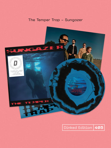 THE TEMPER TRAP - SUNGAZER VINYL (SUPER LTD. 'DINKED' ED. ‘DEEP OCEAN’ BLUE & BLACK MARBLE LP GATEFOLD W/ ART CARD + BUMPER STICKER)