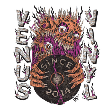 VENUS VINYL x WESLEY K BROWN T-SHIRT (LTD. ED. ECO 4-COLOUR SCREEN-PRINTED 100% ORGANIC COTTON)