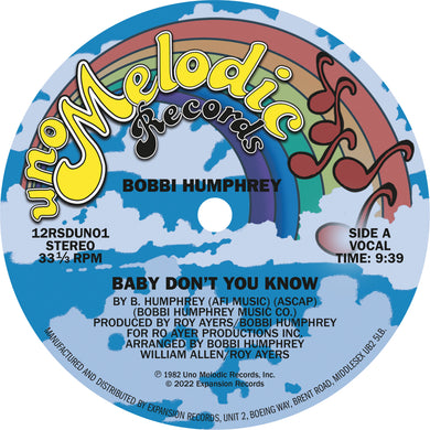 BOBBI HUMPHREY - BABY DON'T YOU KNOW VINYL (SUPER LTD. ED. 'RECORD STORE DAY' 12